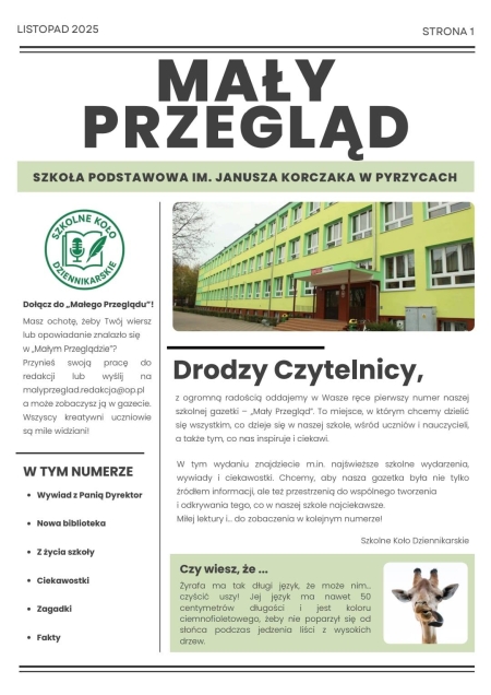 Mamy swoją gazetkę szkolną ''Mały przegląd''