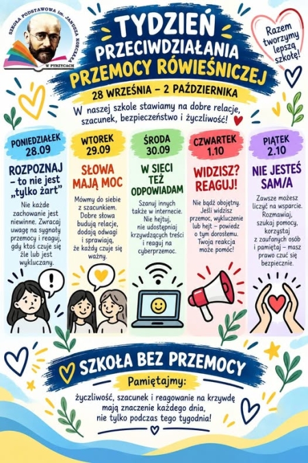 TYDZIEŃ PRZECIWDZIAŁANIA PRZEMOCY RÓWIEŚNICZEJ